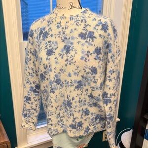 Sézane Blue and Cream Knit Sweater